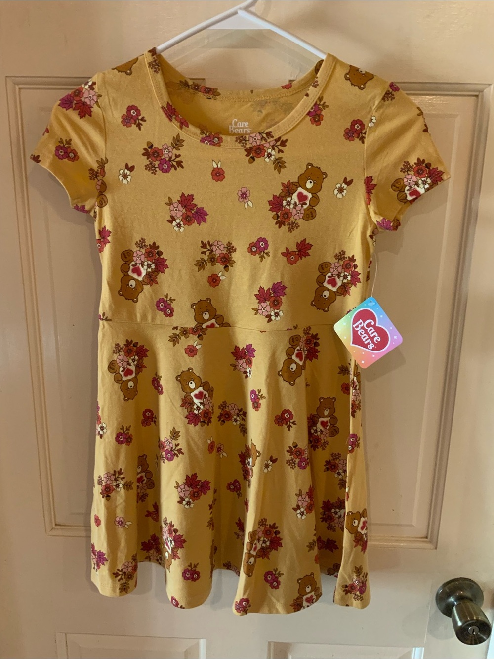 Care Bears Yellow Floral & Bear Print Casual Dress